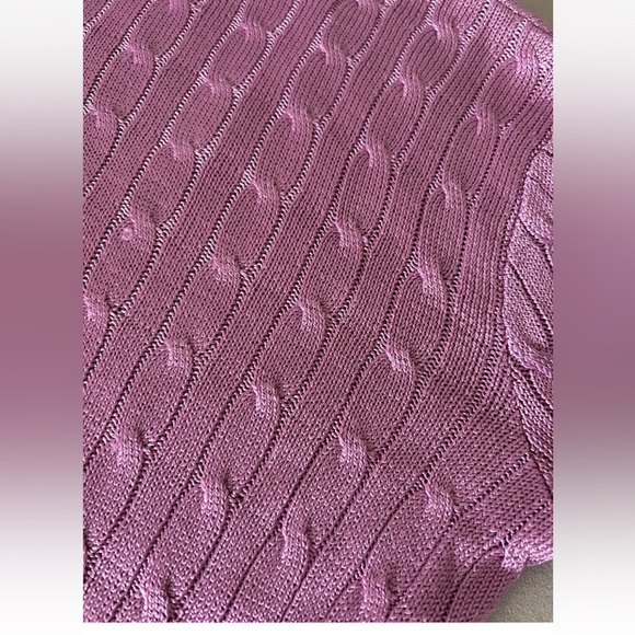 Ralph Lauren Black Label Orchid Purple 100% Silk Cable Knit Sweater Sz Small - Picture 7 of 11